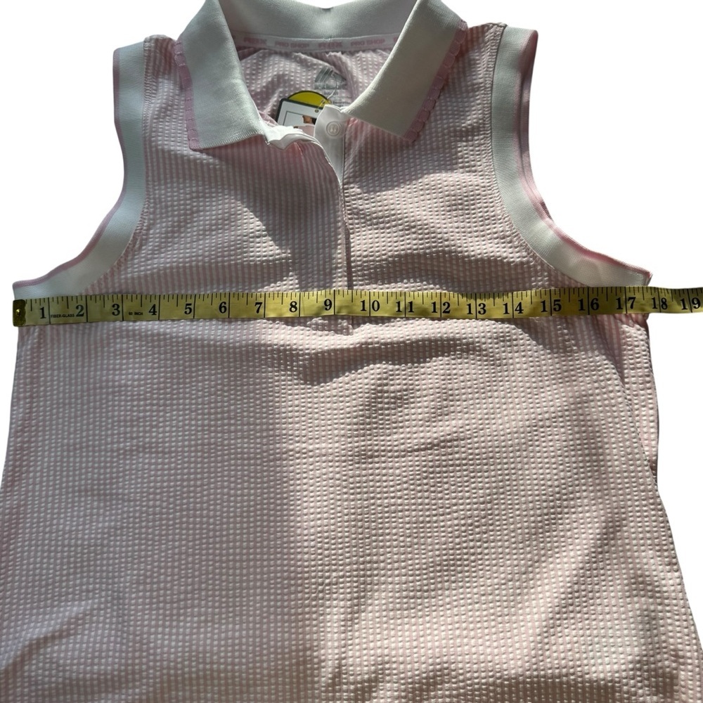 NWT RBX Light Pink and White Striped Sleeveless Polo Medium Top - Picture 5 of 6